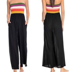 Robin Piccone | Suzie Cover-up Jumpsuit | Black/Multi Color | Sz M